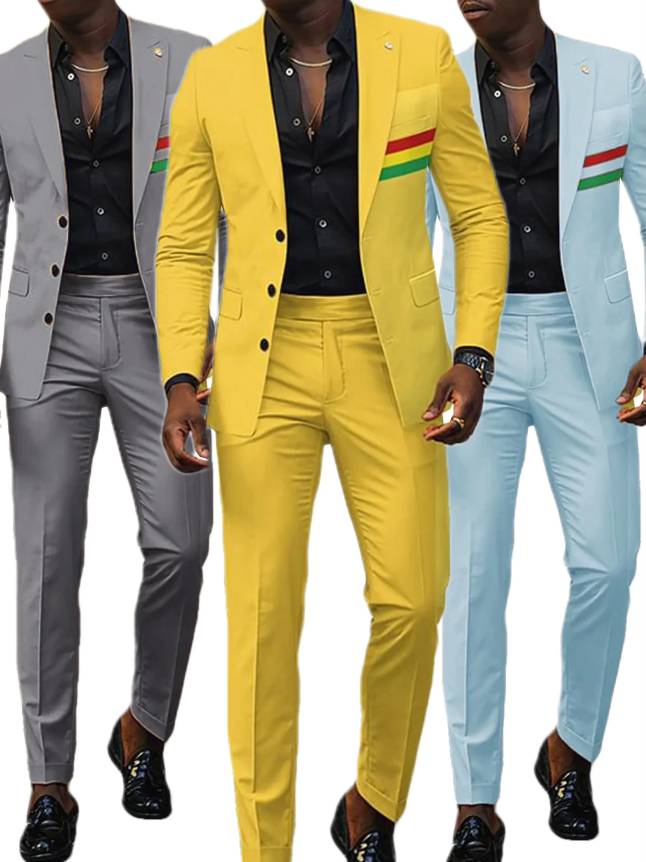 

High Quality Men's Suit Slim Fit Solid Color Suit Formal Business Casual Prom Wedding Single Breasted Coat Vest Pants 3 Pieces