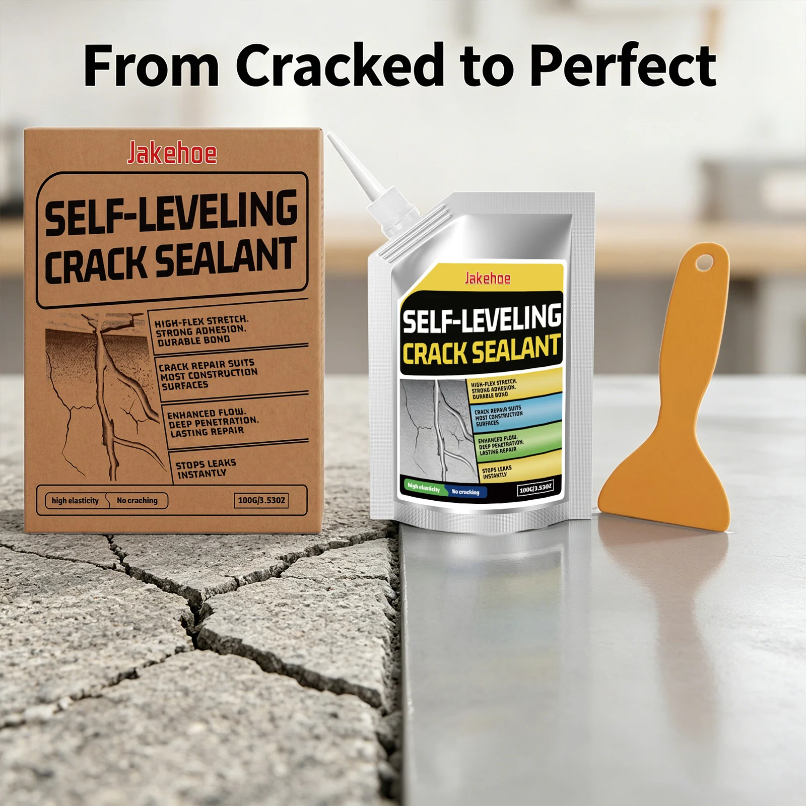 Self-Leveling Crack Sealant Indoor & Outdoor Repairing Crack Waterproof High-Adhesion Easy-to-Use Flexible Concrete Crack Filler