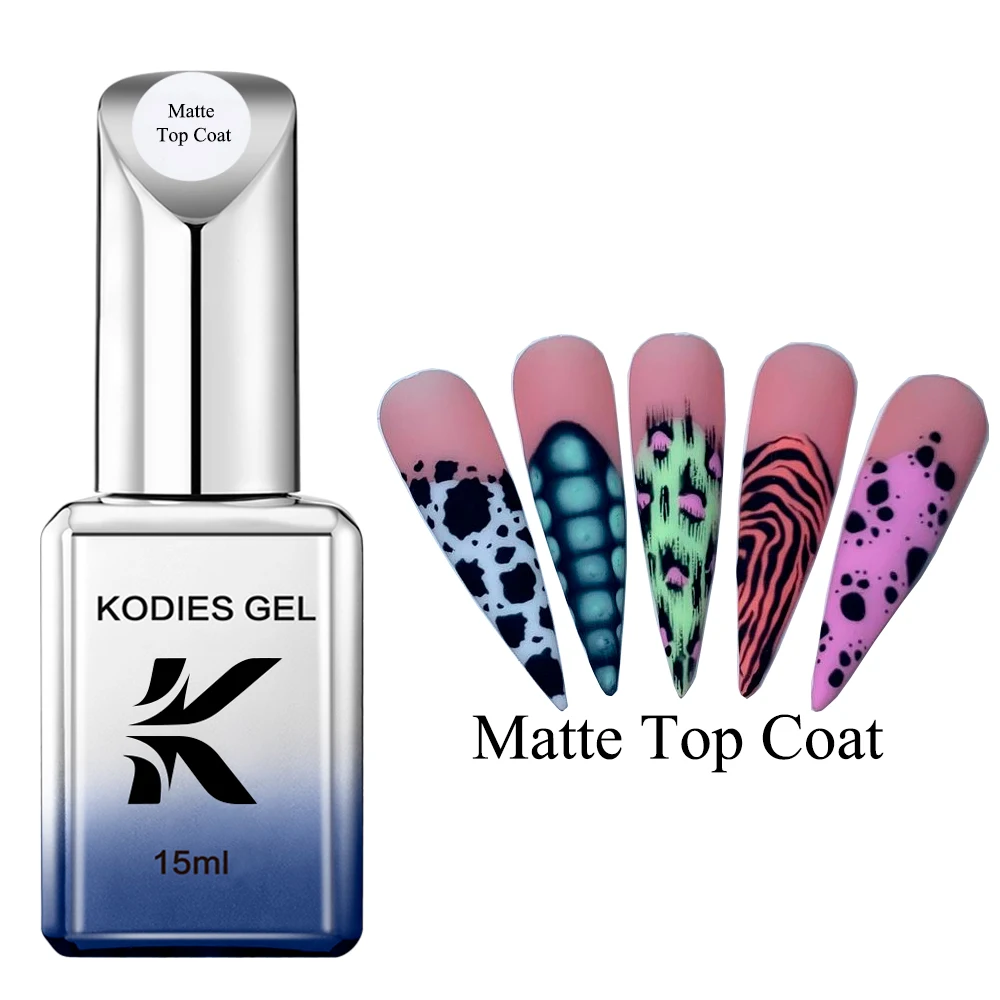 KODIES GEL Matte Top Coat Gel smalto per unghie 15ML Semi permanente UV/LED Clear Function Gel Top Coat Finish Manicure Nails Art Lak