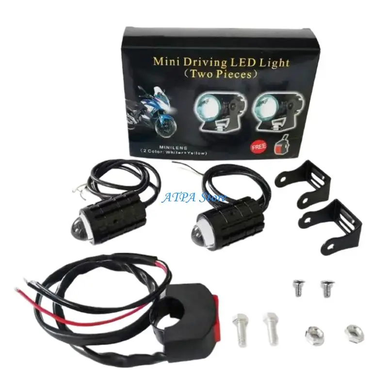 U13C Motorcycle LED Lights Double Mode Aluminum Housing Fog Visibility for Modification
