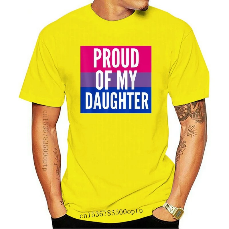 

Black Proud Of My Bi Daughter - Proud Mom Or Dad Bisexual T Shirt 100% Cotton Hip-Hop Tee Shirt