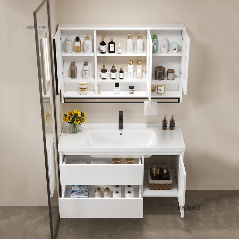 

Modern Smart Bathroom Ceramic Sink Toilet Vanity with Luxury Bathroom Mirror Vanities Bathroom Storage Cabinet Home Furniture