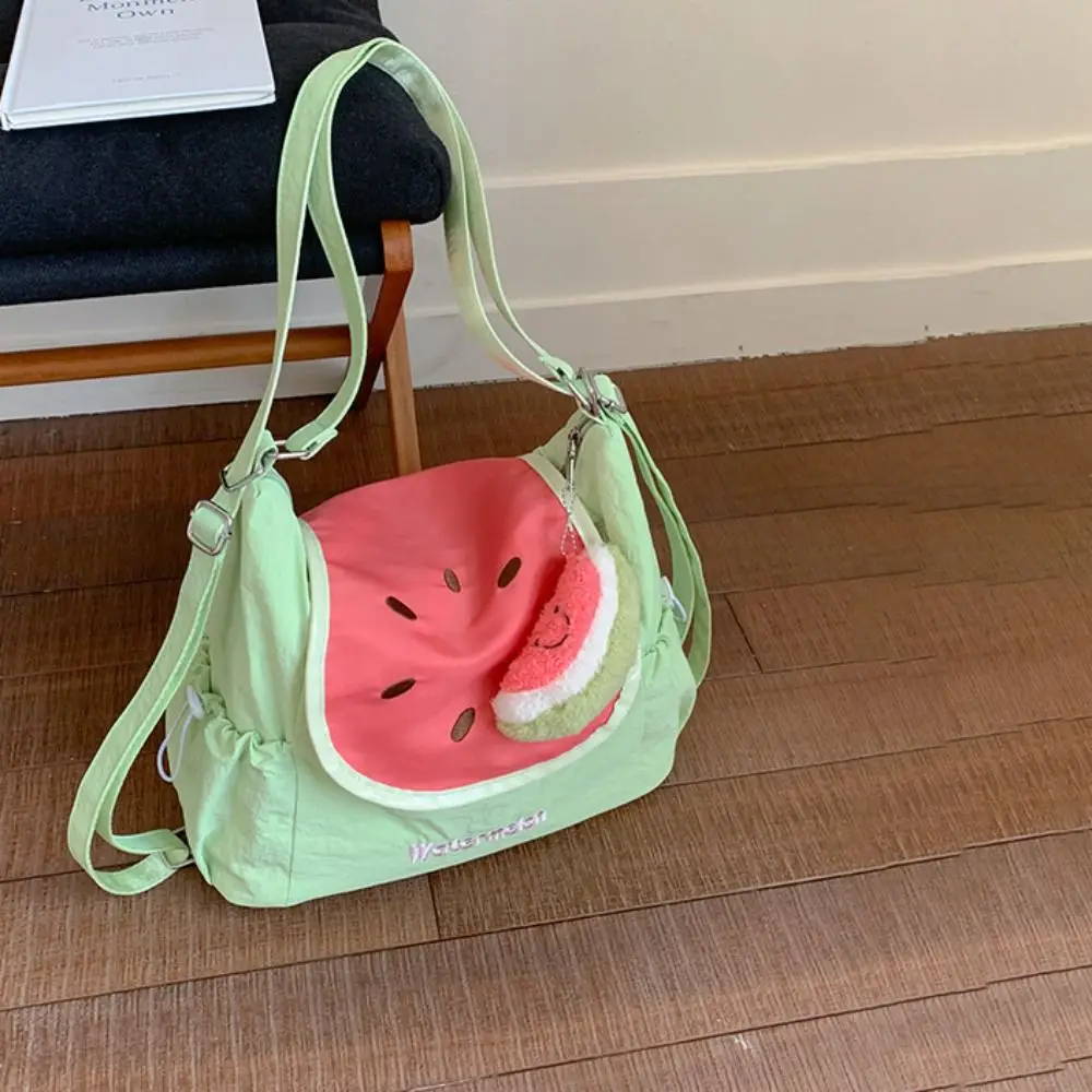 

Casual Dopamine Color Fruit Nylon Backpack Korean Style Large Capacity Cloth Messenger Bag Creative Tote Bag Book Bag Travel