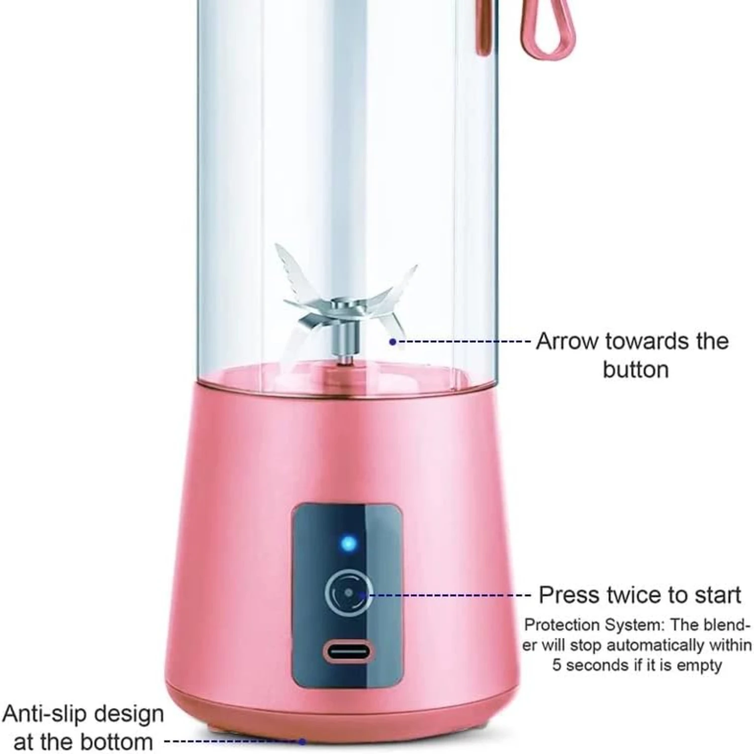 خلاط عصير صغير محمول ببطارية قابلة لإعادة الشحن، كوب عصارة محمول USB سعة 380 مل، خلاط عصير فواكه