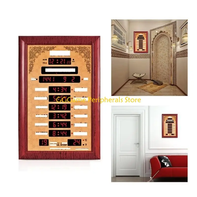 U55B Islamic Clock Wall Mount LED Display Prayer Clock for Mosque Decorative Clock