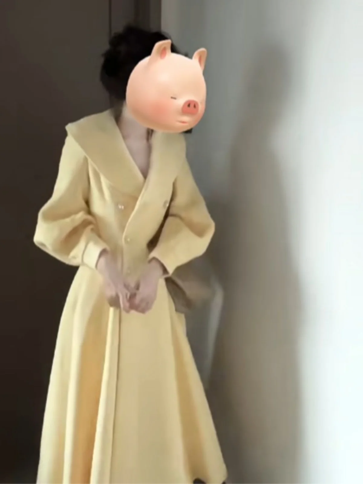 معطف صوفي أنيق مزدوج الوجه طويل وعالي الخصر للأشخاص الطوال، تصميم جديد للخريف بأسلوب بسيط للتنقل اليومي مع أزرار