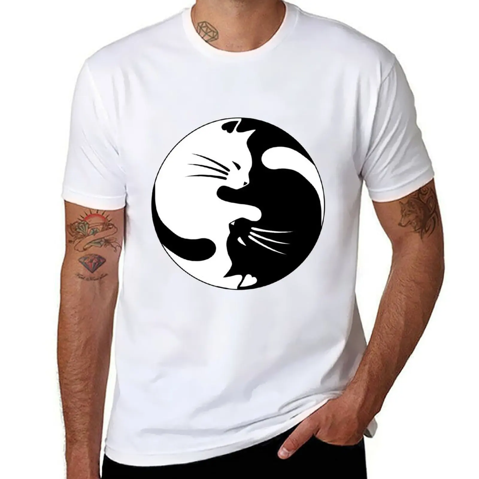 

Cats yin T-Shirt cotton tshirt 100% men t shirt cotton 100% man t shirts cotton T-Shirt