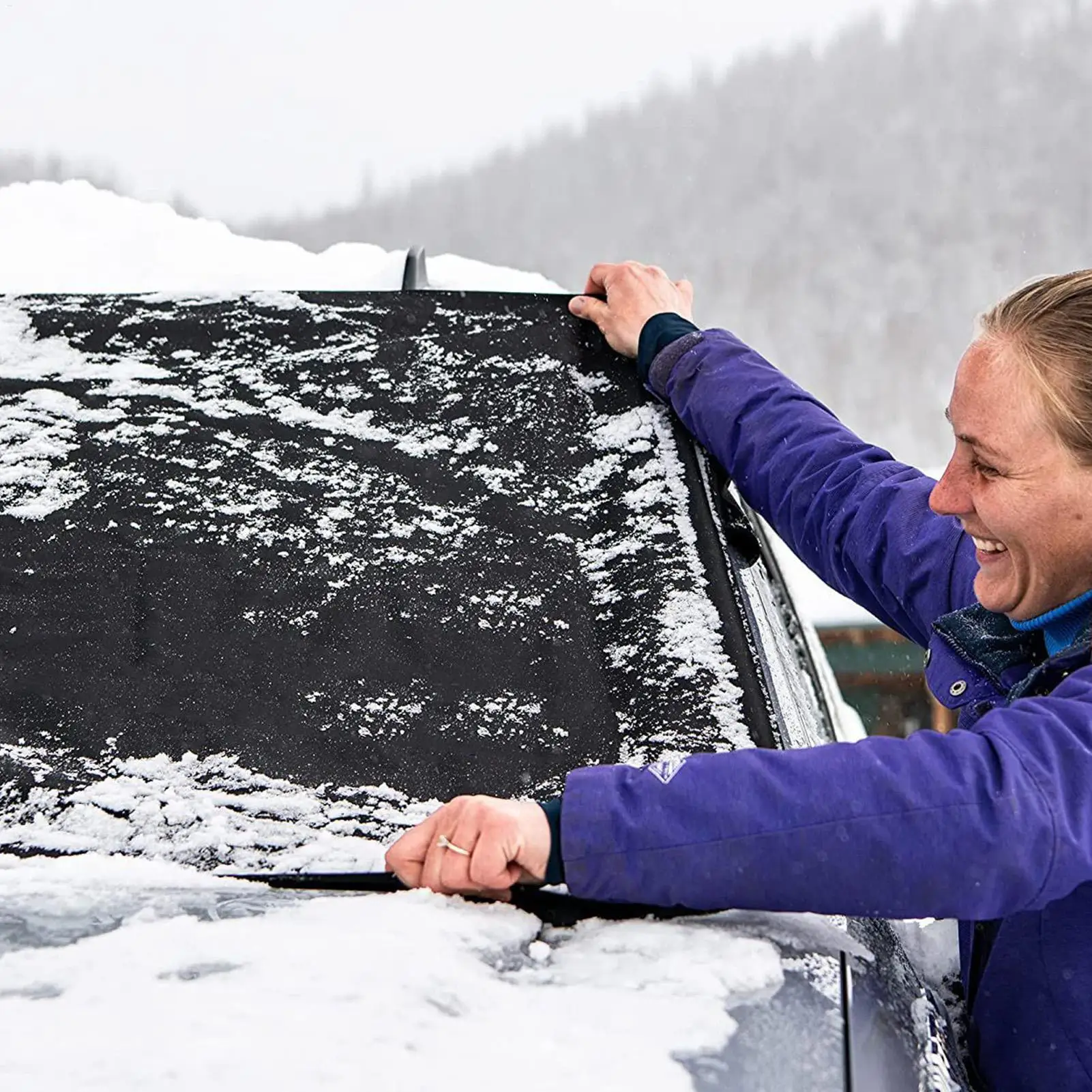 

Snow Cover For Car Winter Car Covers Shade Guard Protective Heavy-Duty Weatherproof For Sun Winter Heat Outdoor Rain Ice
