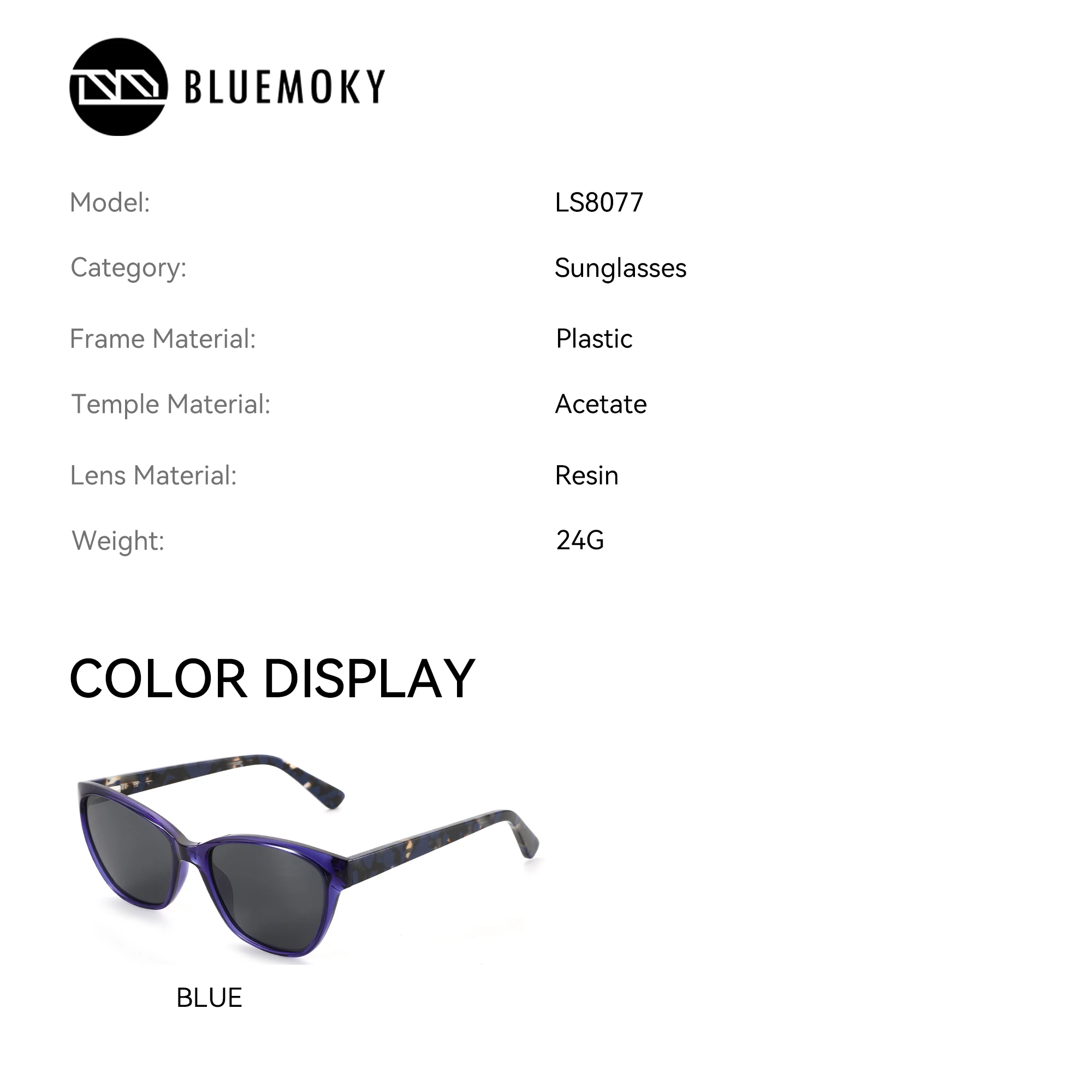 BLUEMOKY S Size Modish Cat Eye Prescription Sun Glasses For Women Acetate Temple UV400 Progressive Polarized Optical Sunglasses