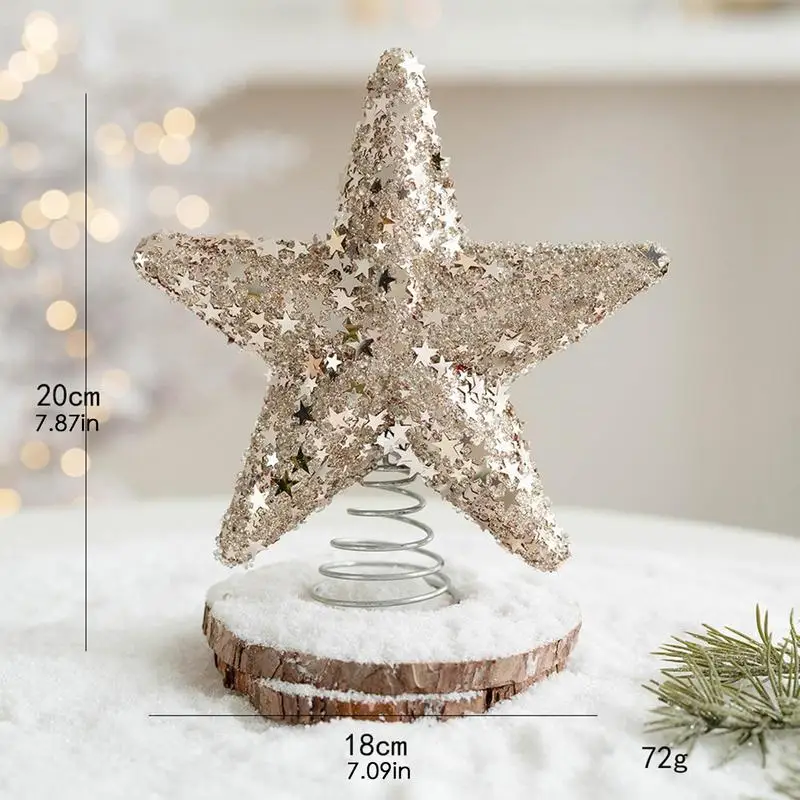 2024 Christmas Tree Top Decoration Sequins Glitter Five-pointed Star Treetop Ornament Xmas Navidad 2025 New Year Party Supplies