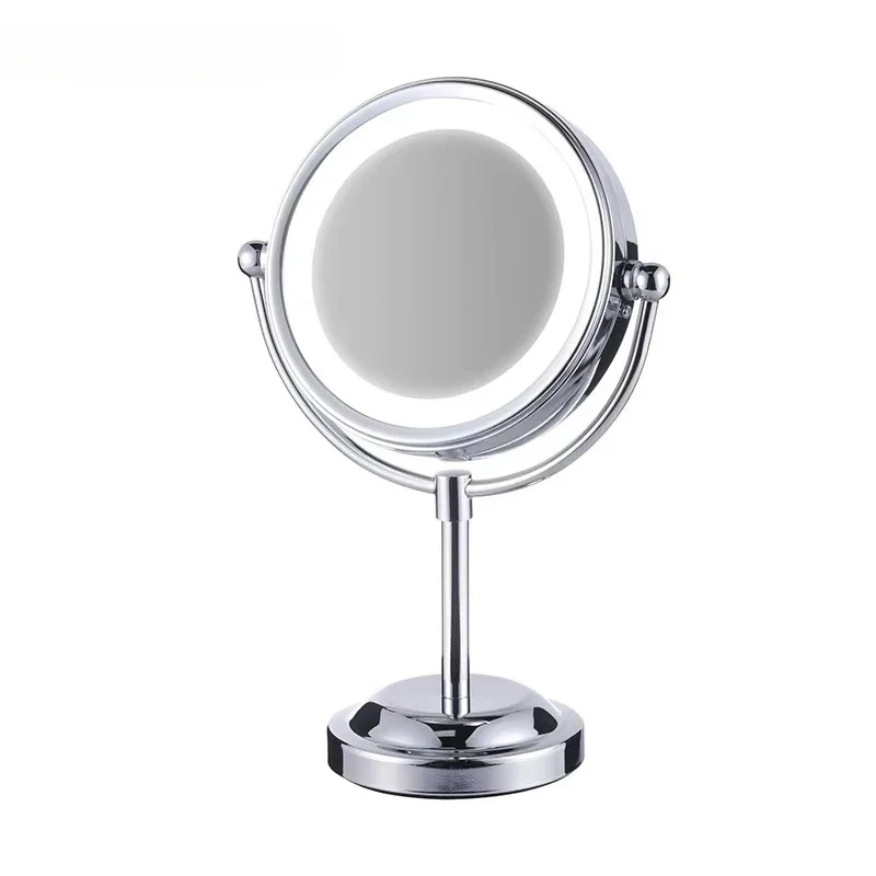 

Double-Sided Aaa Battery-Powered Light Emitting Diode Makeup Mirror 6-Inch Magnifier Metal Mirror