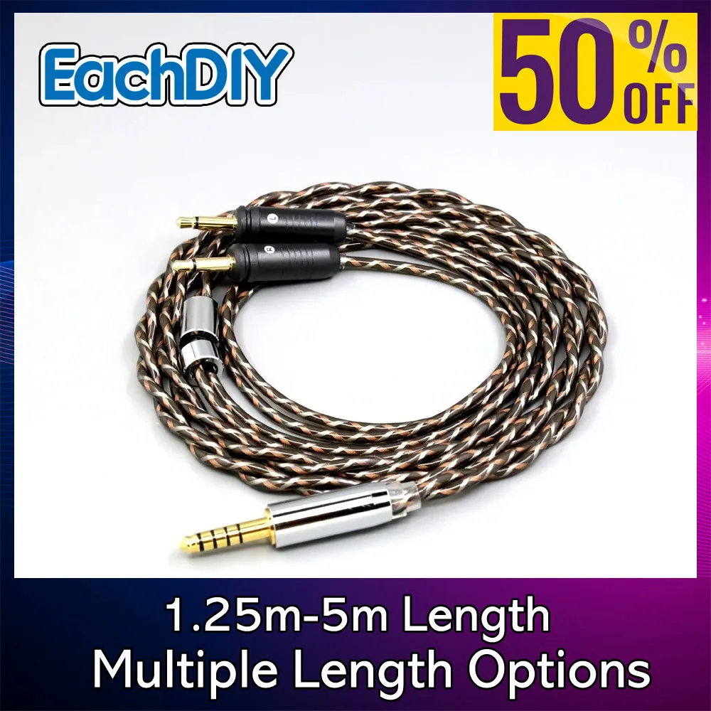 كابل سماعة أذن Litz Shielding 7n OCC لغطاء الرأس البؤري الشفاف Elear Elex Elegia Stellia Celestee Radiance TypeX 25AWG 8886