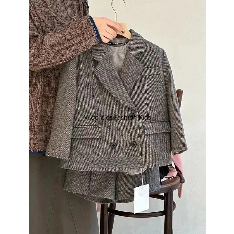 Girls' Spring Outfit  New Arrival Children's Blazer with Trousers Older Children Baby Clothing Korean Style Chic Fashion