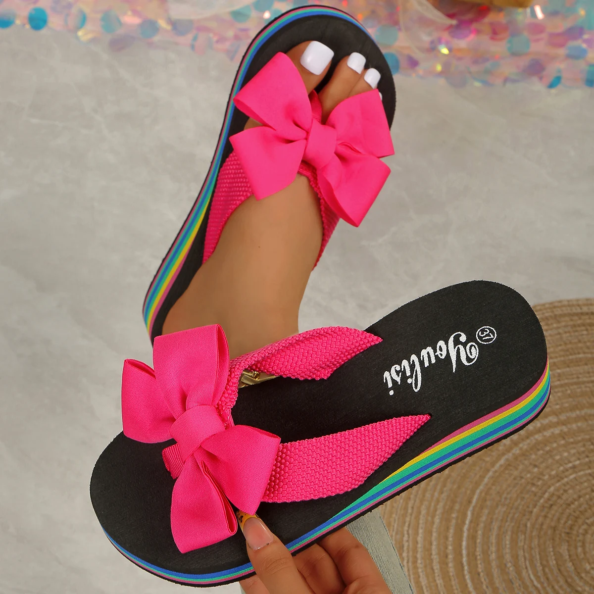 Women Slippers 2025 New Fashion Sandals Slides Women Summer Bow Keep Warm Shoes Women Flat Plus Size Slippers Zapatos De Mujer