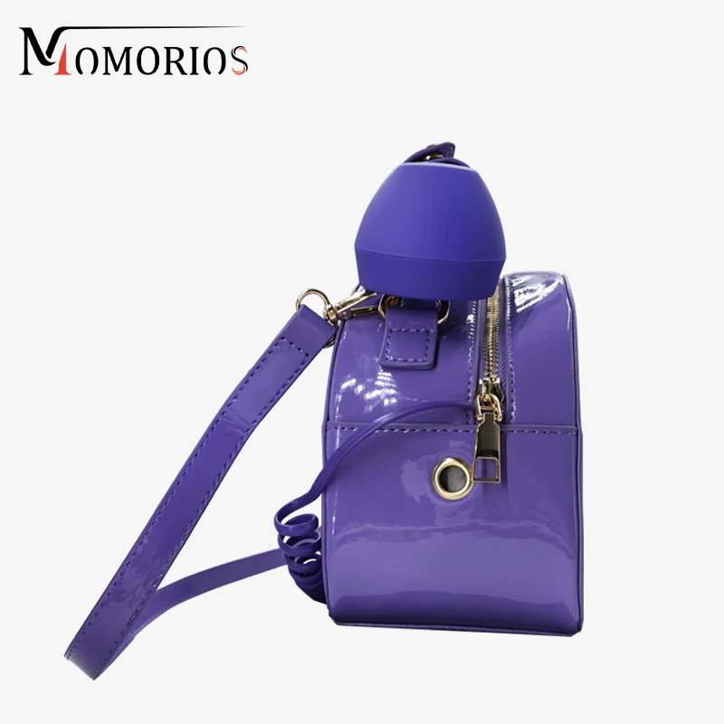 Bolsa crossbody com aparência de telefone exclusiva para meninas doces, bolsa de couro envernizado brilhante à prova d'água, formato de telefone criativo para mulheres