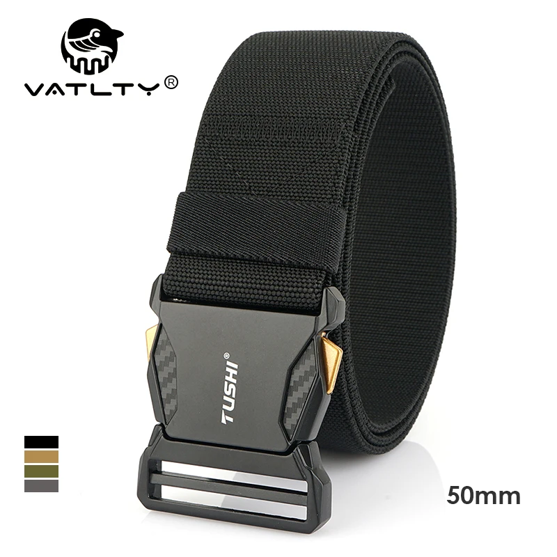

VATLTY 50 мм эластичный ремень для мужчин, плотный нейлоновый уличный повседневный пояс, широкий ремень, быстросъемная пряжка, военный тактический ремень, мужской