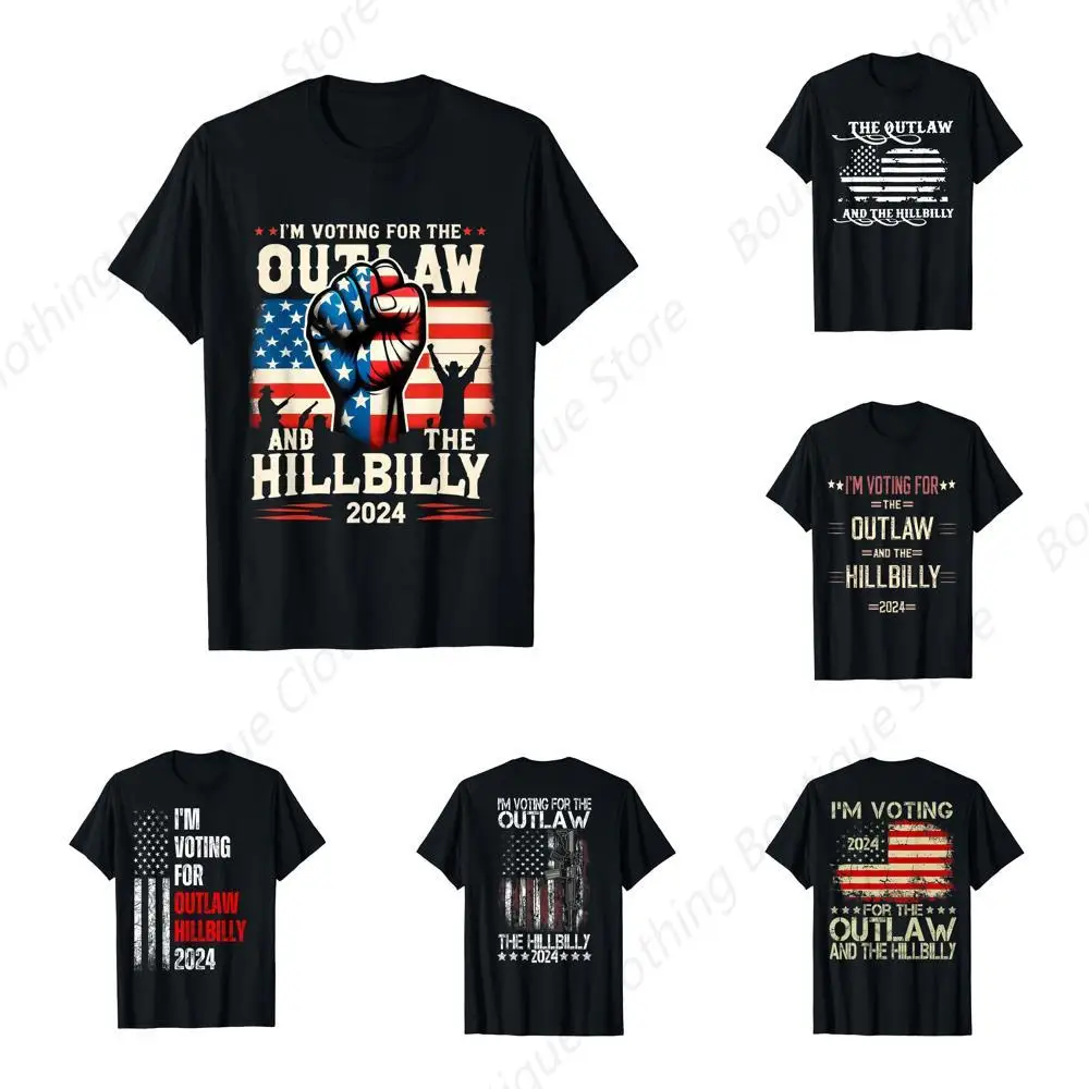 I'm Voting For the Outlaw and the Hillbilly 2024 US Flag T-Shirt