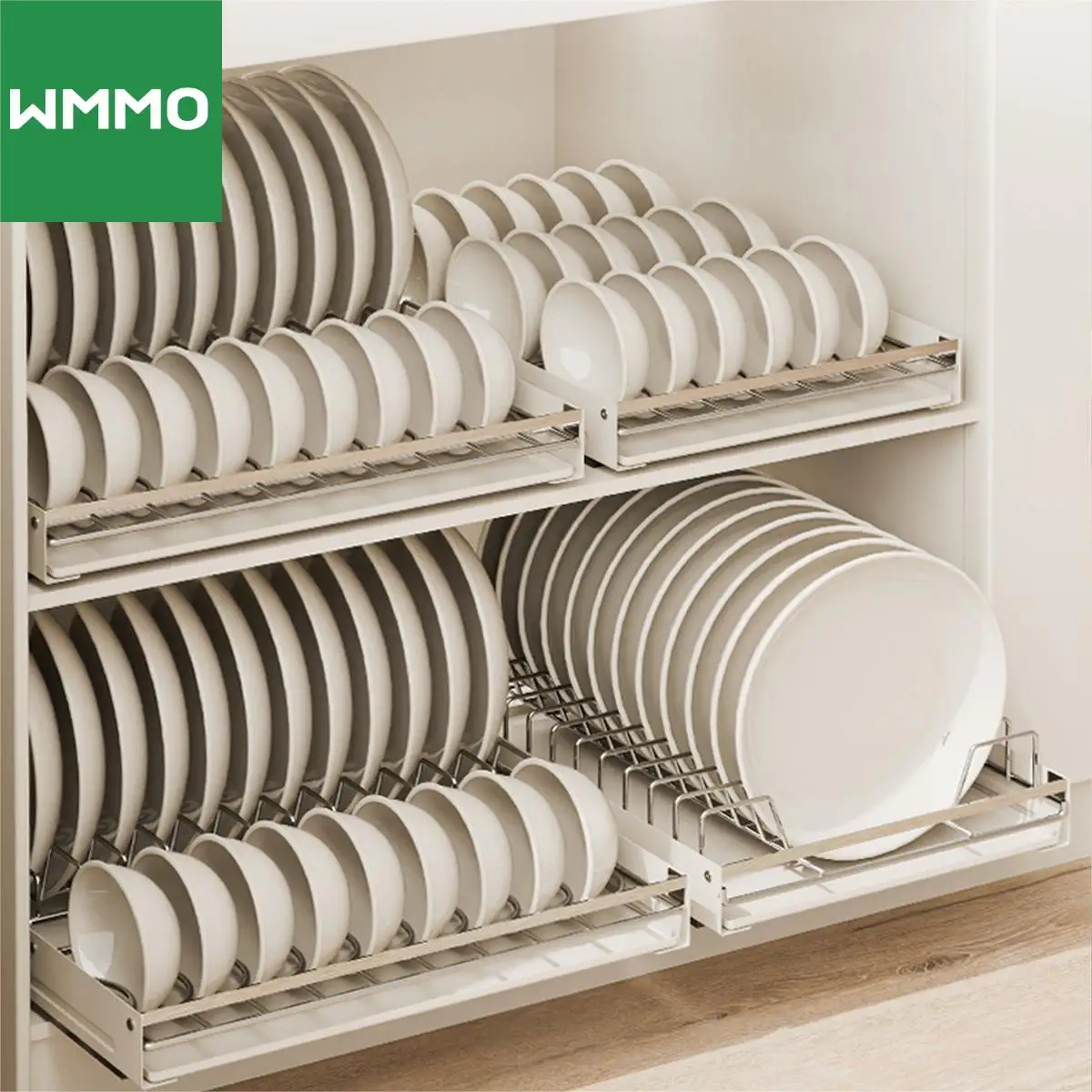 WMMO Integrated Pull-out Storage Rack for Dishe Free placement, Multi-purpose Pull-out Storage Rack for Kitchen