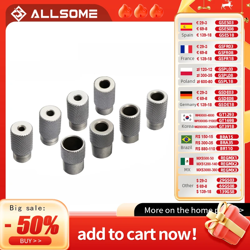 ALLOSME 5mm 4-15mm Drill sleeve Bushing M14/M18 Dowelling Jig Wood Drilling Guide Locator  Dowel Jig Kit Woodworking Accessories