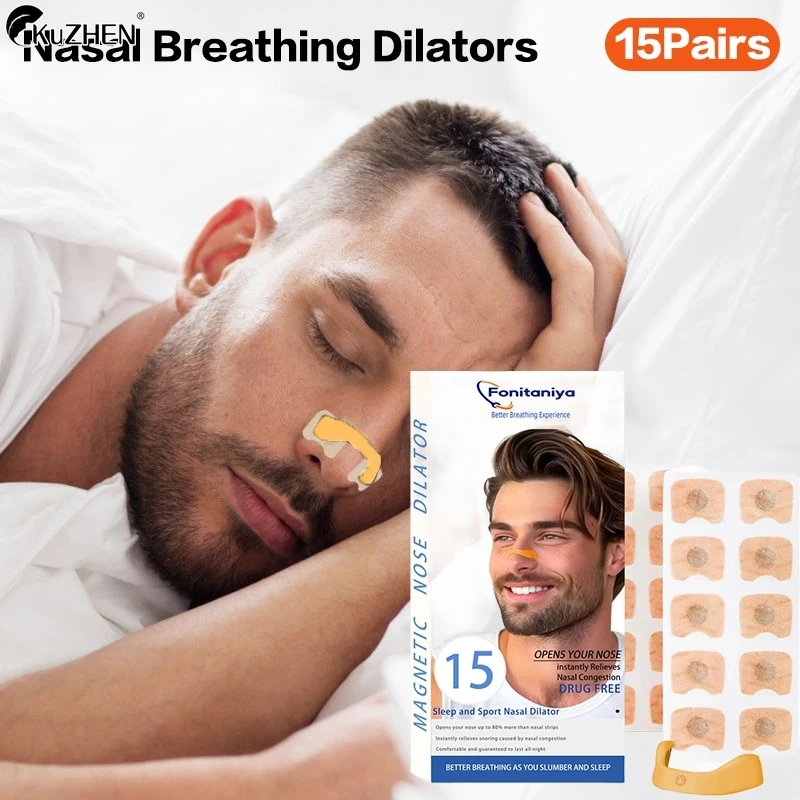 Nasal Breathing Dilators Magnetic Kit Orange Stop Snoring Nasal Strips Increase Air Intake Improve Sleep Quality Reduce Snoring