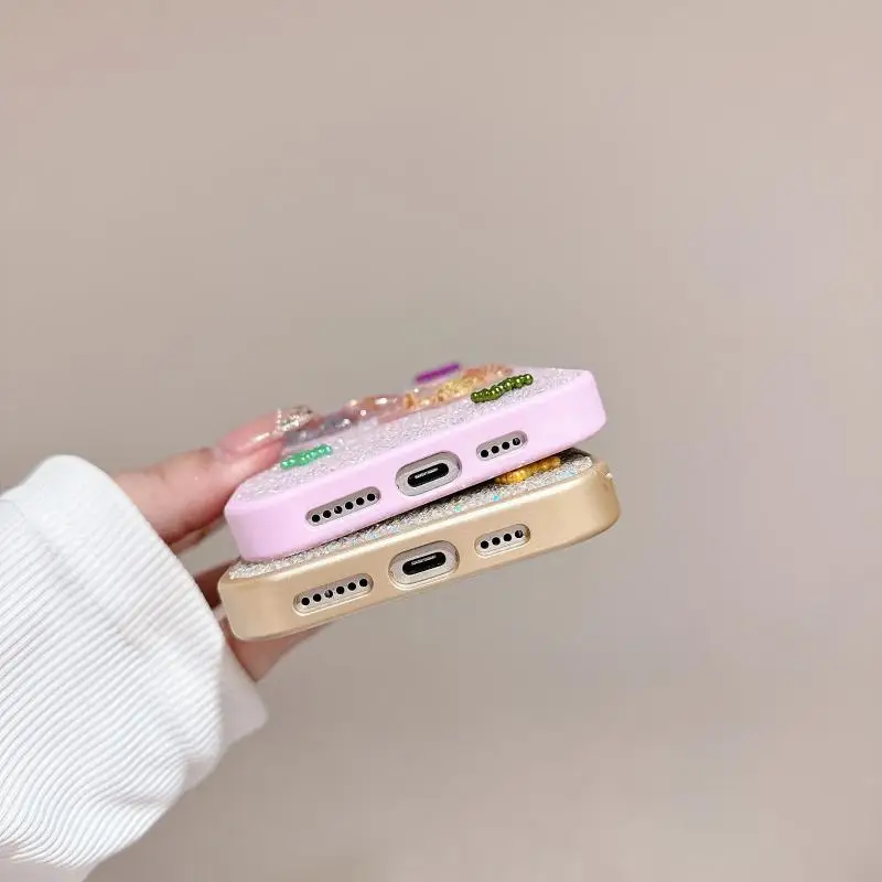 الفاخرة الملونة فراشة بريق حجر الراين جراب هاتف آيفون 16 15 14 13 12 11 برو ماكس زائد لامعة للصدمات الغطاء الخلفي
