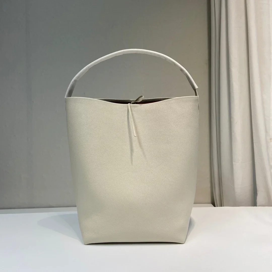 2022 New Arrival First Layer Cowhide Leather Shoulder Handbag Large Capacity Bucket Tote Bag Women