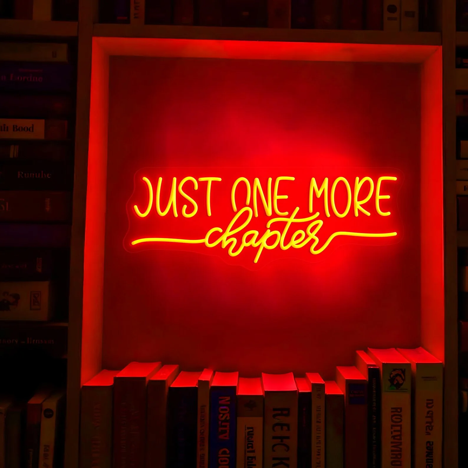 Just One More Chapter Neon Sign, Book Lovers Neon Sign Bookworm LED Decor, Bookish Decor Book's Day Lighting Librarian Reading
