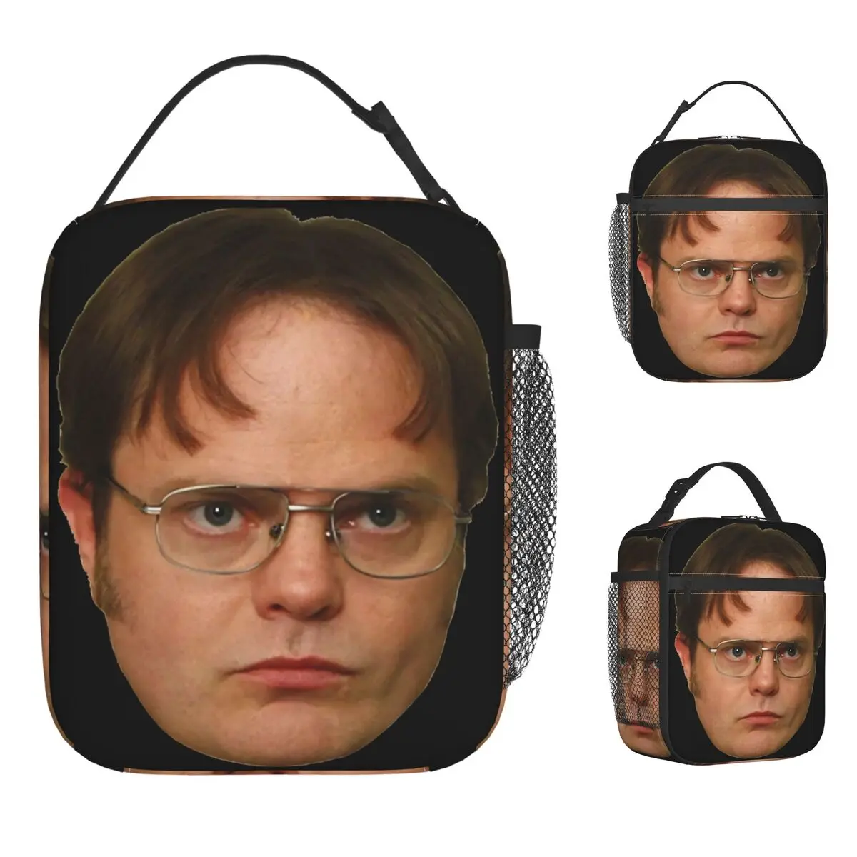 

Dwight Schrute Забавная сумка для обеда FACE Meme Забавный ланч-бокс для детской школы Удобная сумка-холодильник Водонепроницаемая сумка с принтом для еды