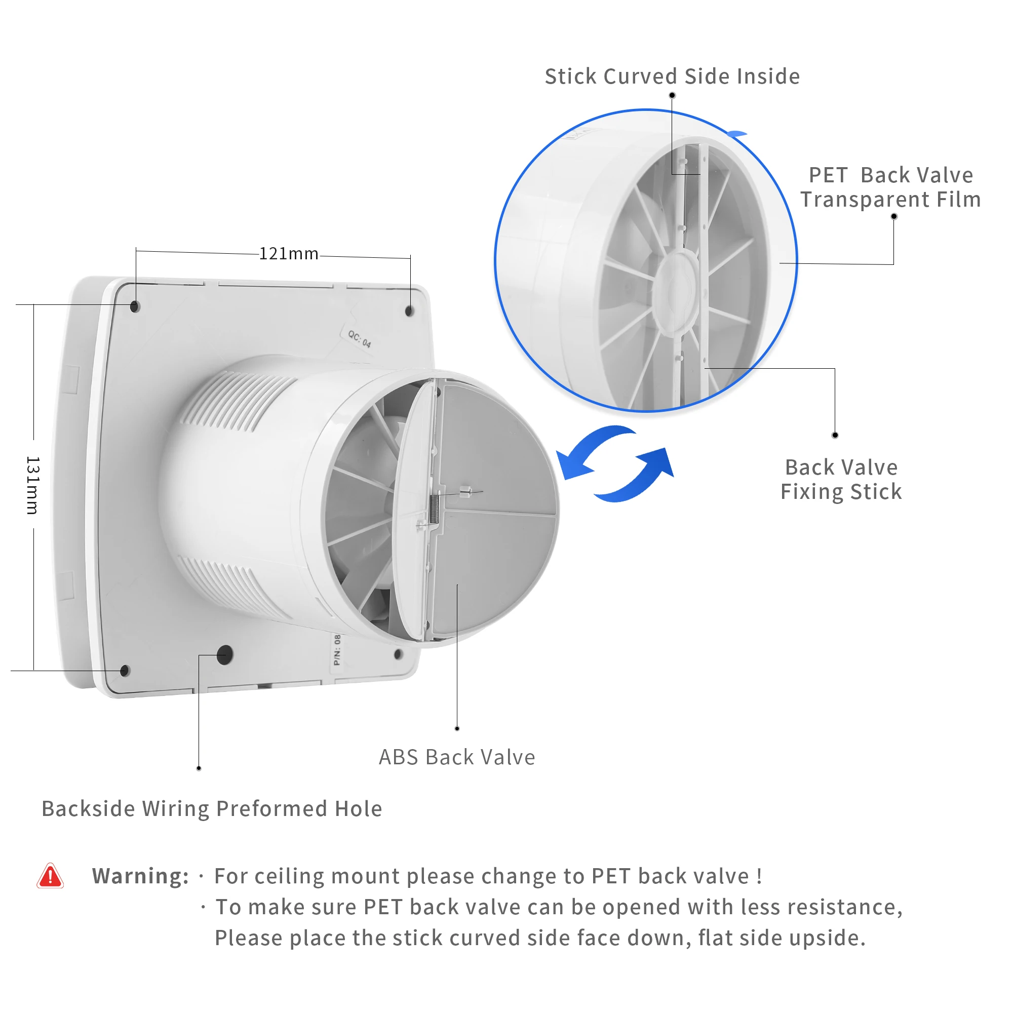 100 مللي متر تويا سمارت لايف واي فاي مروحة عادم الحمام الذكية Nova100 مع مستشعر الرطوبة محس حركة الموقت