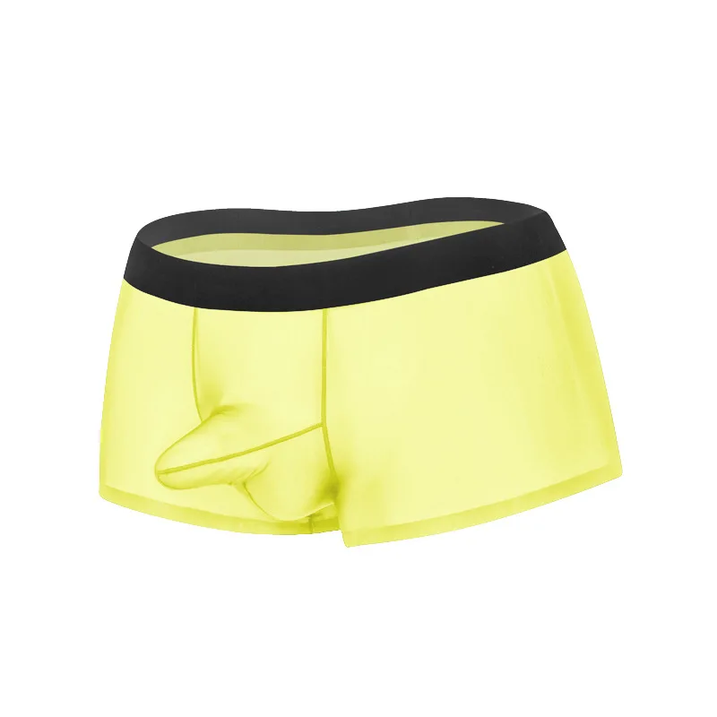 

Мужское нижнее белье, сексуальные шорты-боксеры, прозрачные трусы из ледяного шелка, тонкая сумка со слоном, выпуклые трусики, бесшовные дышащие летние