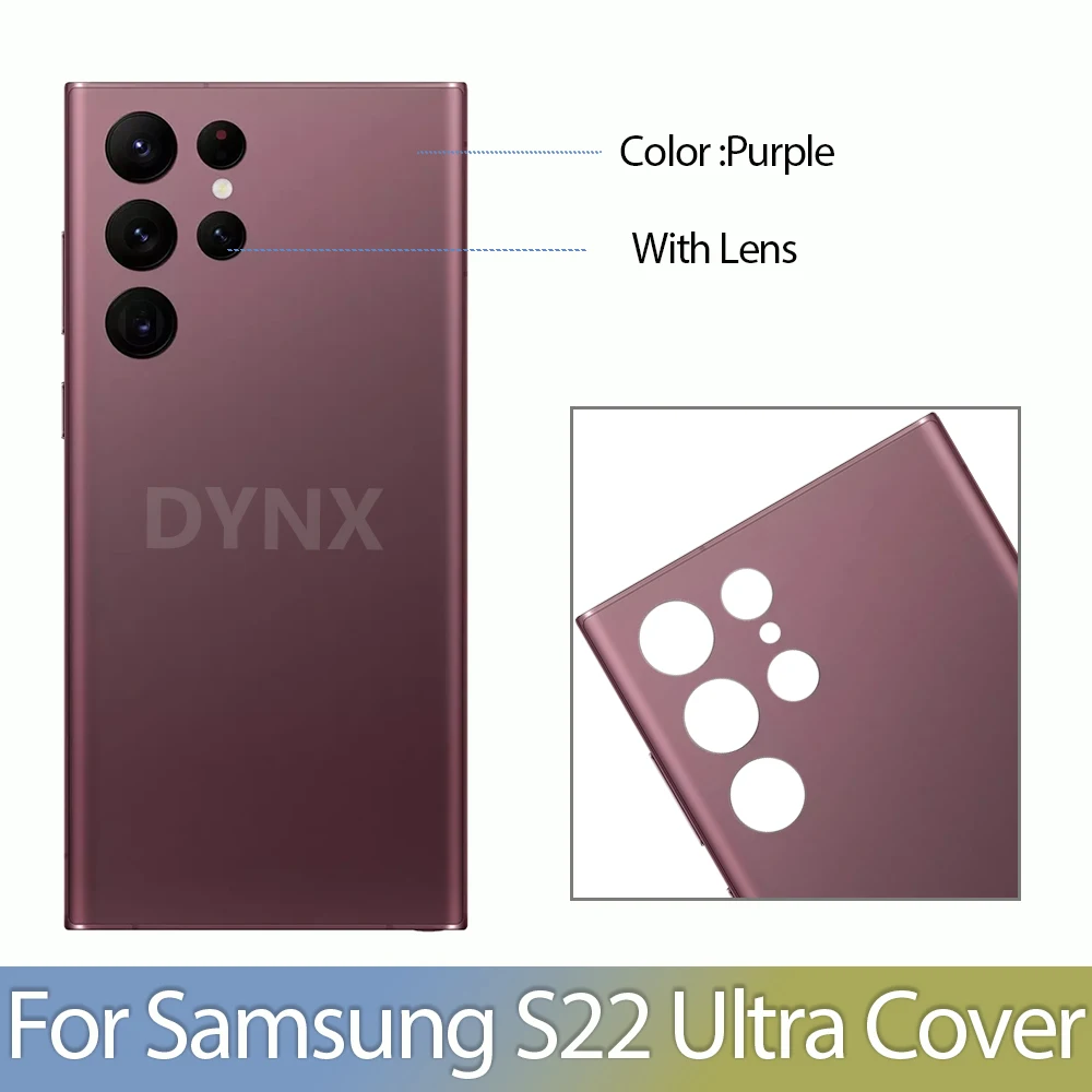 For Samsung Galaxy S22 Ultra Battery Back Cover 3D Glass Panel Rear Door Housing Case Camera Lens Replace S22U image 3