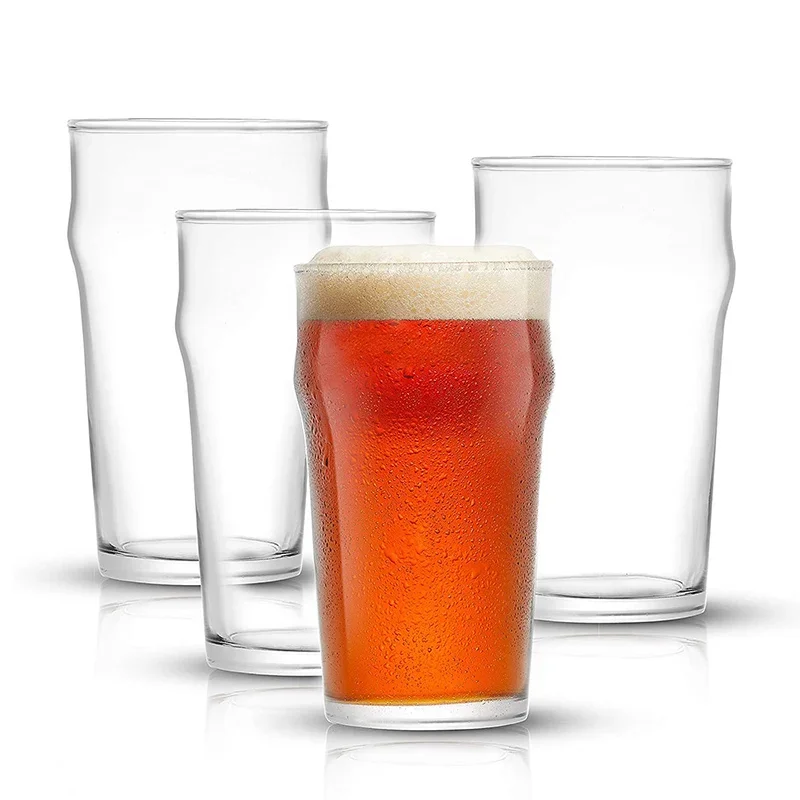 

570ml Beer Glasses Set of 4 (FOUR) 1.2 Pint Glass Capacity in a Traditional Pub Drinking Glasses Design. Oversized Beer Glasses