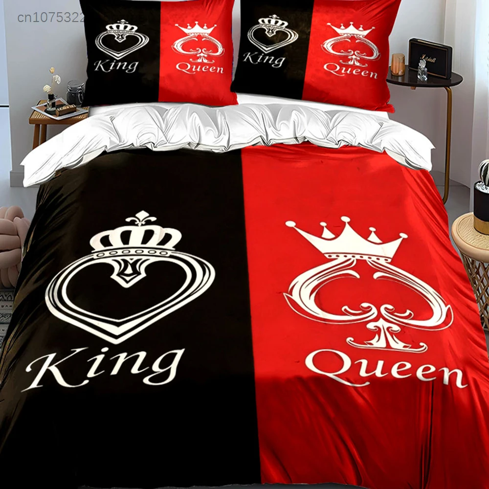 King Queen Matching Set Decor Multiple Sizes kid's And adults' Bedroom Exquisite 3PC Bedding set, Gift