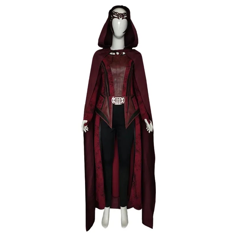 Cafele Women Wanda Maximoff Cosplay Costume Scarlet Witch Headwear Cloak and Pants Full Set Outfit Halloween Accessories Props