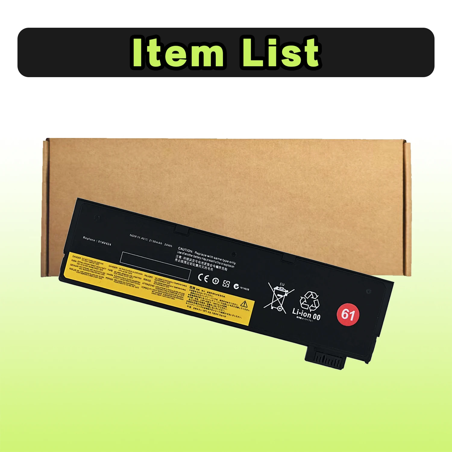 SAT 01AV424 61 New Laptop Batteries Replacement For LENOVO T470 T480 T570 T580 P51S P52S A475 A485 01AV492 01AV426 11.4V24Wh