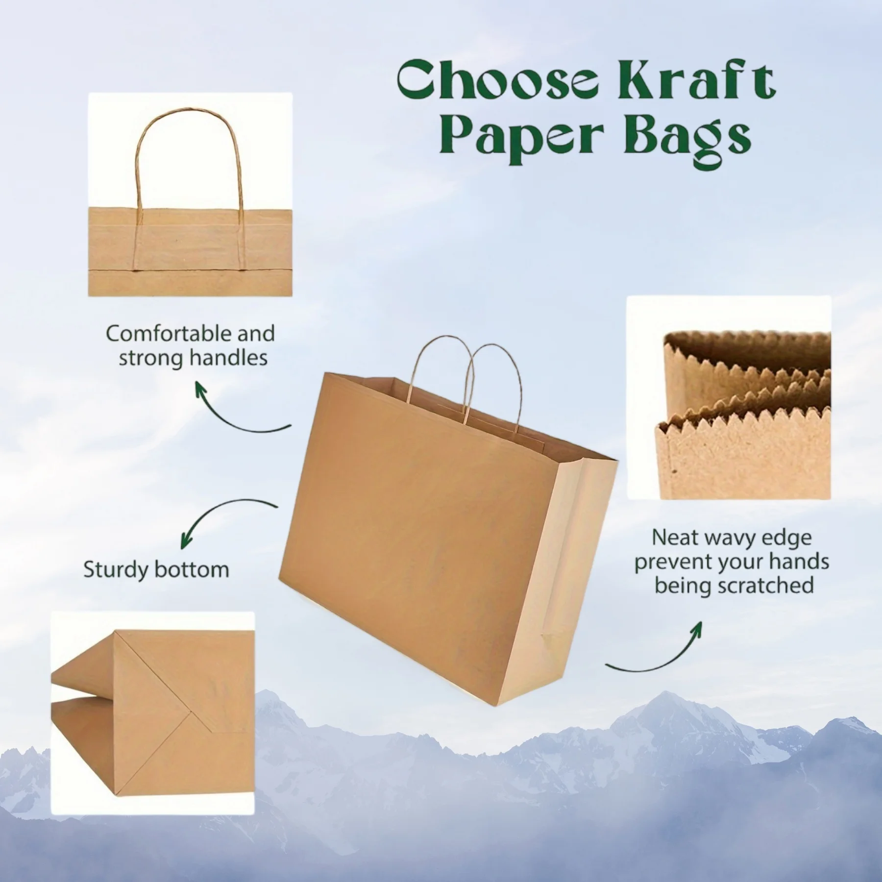 Bolsas de regalo grandes de papel Kraft con asas, bolsas de compras ecológicas para fiesta, boda, cumpleaños, embalaje de regalo al por menor, 20 Uds.