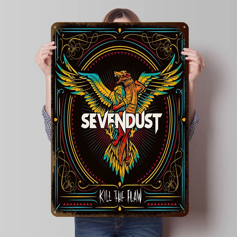 Sevendust Kill the Flaw Album-Cover Poster Individualisierte Vintage Metallschilder Wandkunst Retro Blechschild zur Raumdekoration Wand-Deko