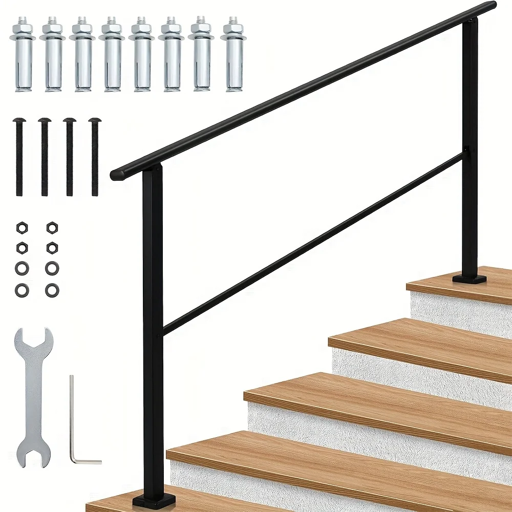 

Metal Hand Rails For Outdoor Steps, Outdoor Handrail Stair Railing Kit, Exterior Hand Rails For Concrete Steps Porch Steps & Deck, Stair Rails For Seniors-Height Adjustable