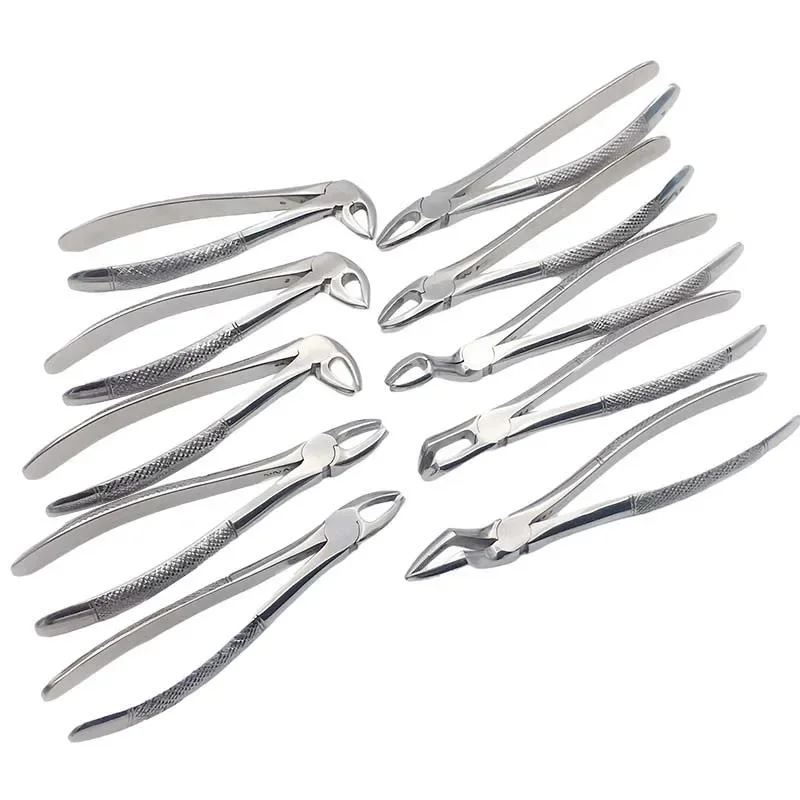 Durable Dental Tooth Extracting Forceps Stainless Steel Surgical Tooth Extraction Pliers Kit with Storage Bag