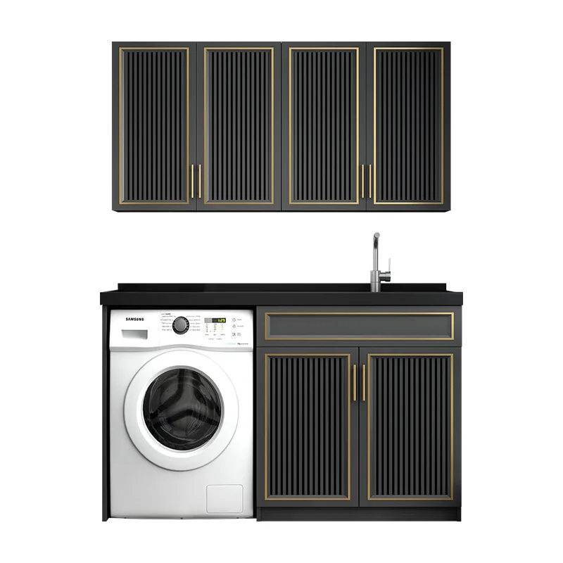 

Light luxury balcony washing cabinet new space aluminum significant combinations with rubbing pool laundry can be cut corners
