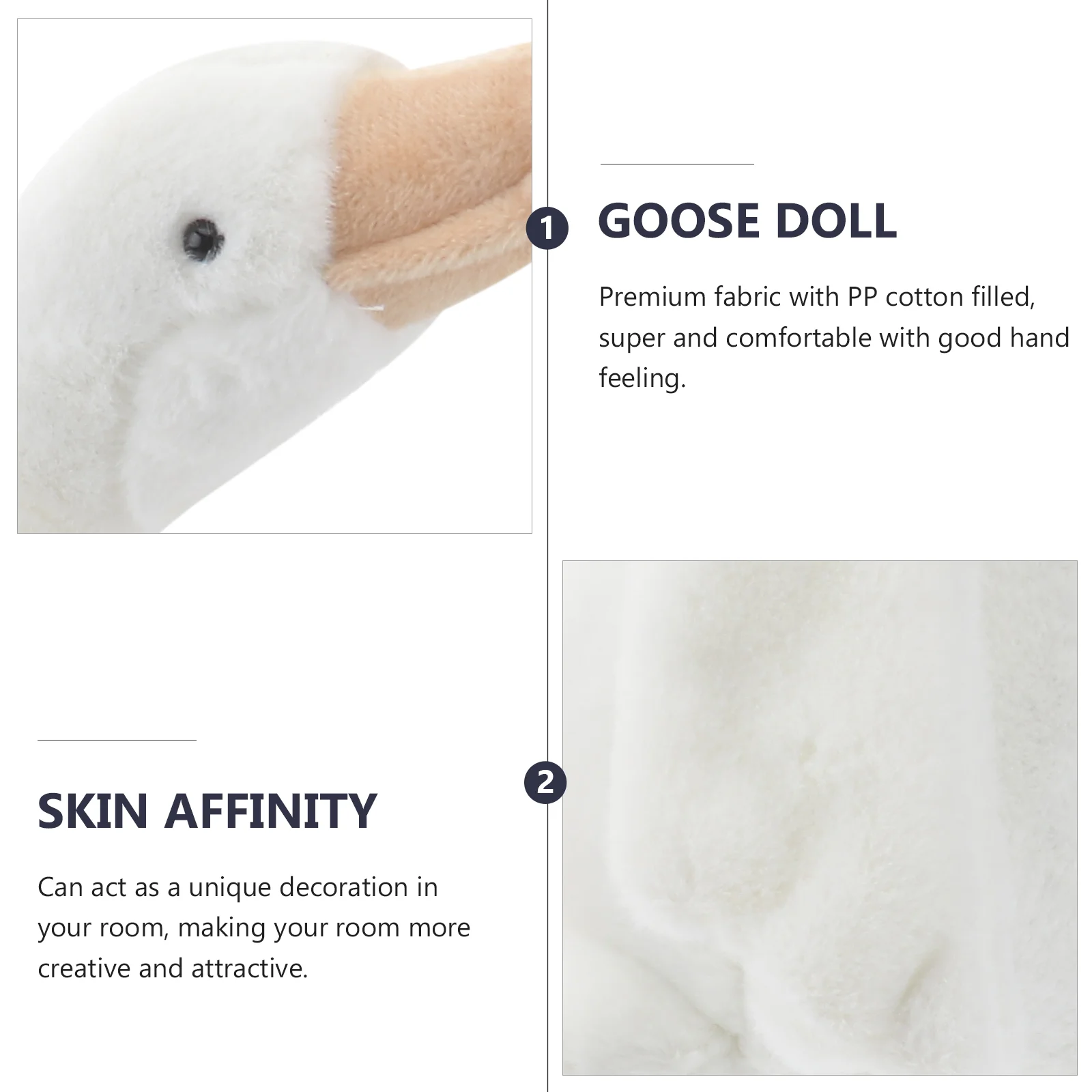 Jouet cygne en peluche, décoration de chambre à coucher, cadeau à la mode pour enfants, oie apaisante en coton Pp, Design créatif