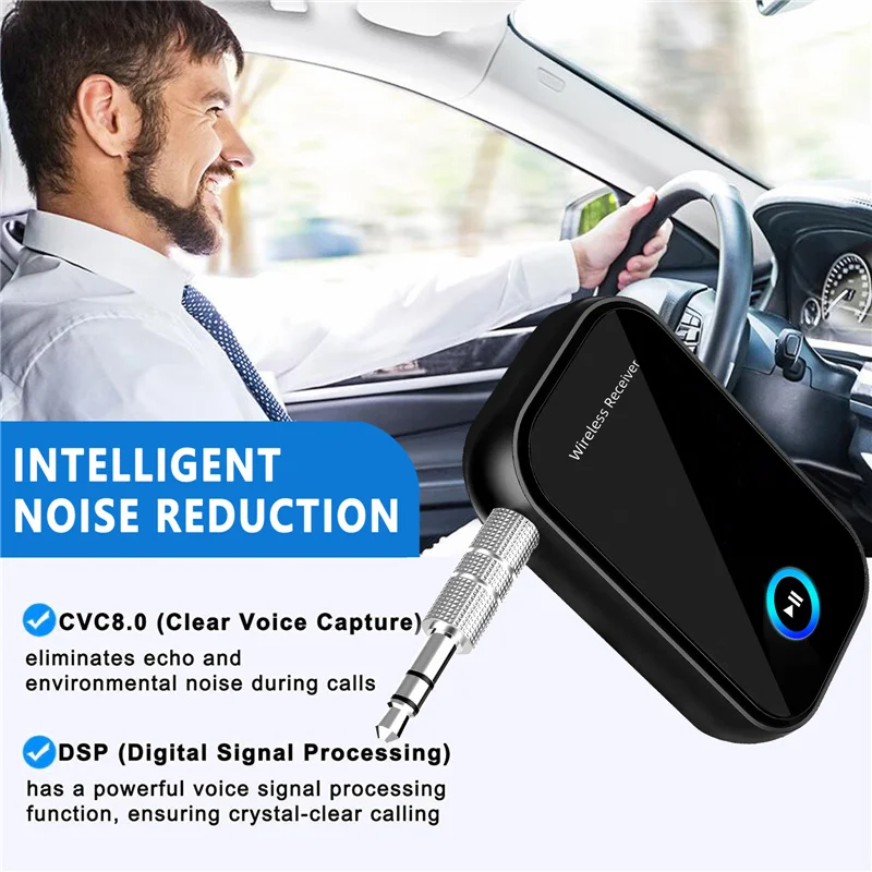 Car Bluetooth 5.0 AUX Adapter Noise Reduction 3.5mm Jack RCA Stereo Wireless Car Audio Receiver with Mic for Amplifier Speaker