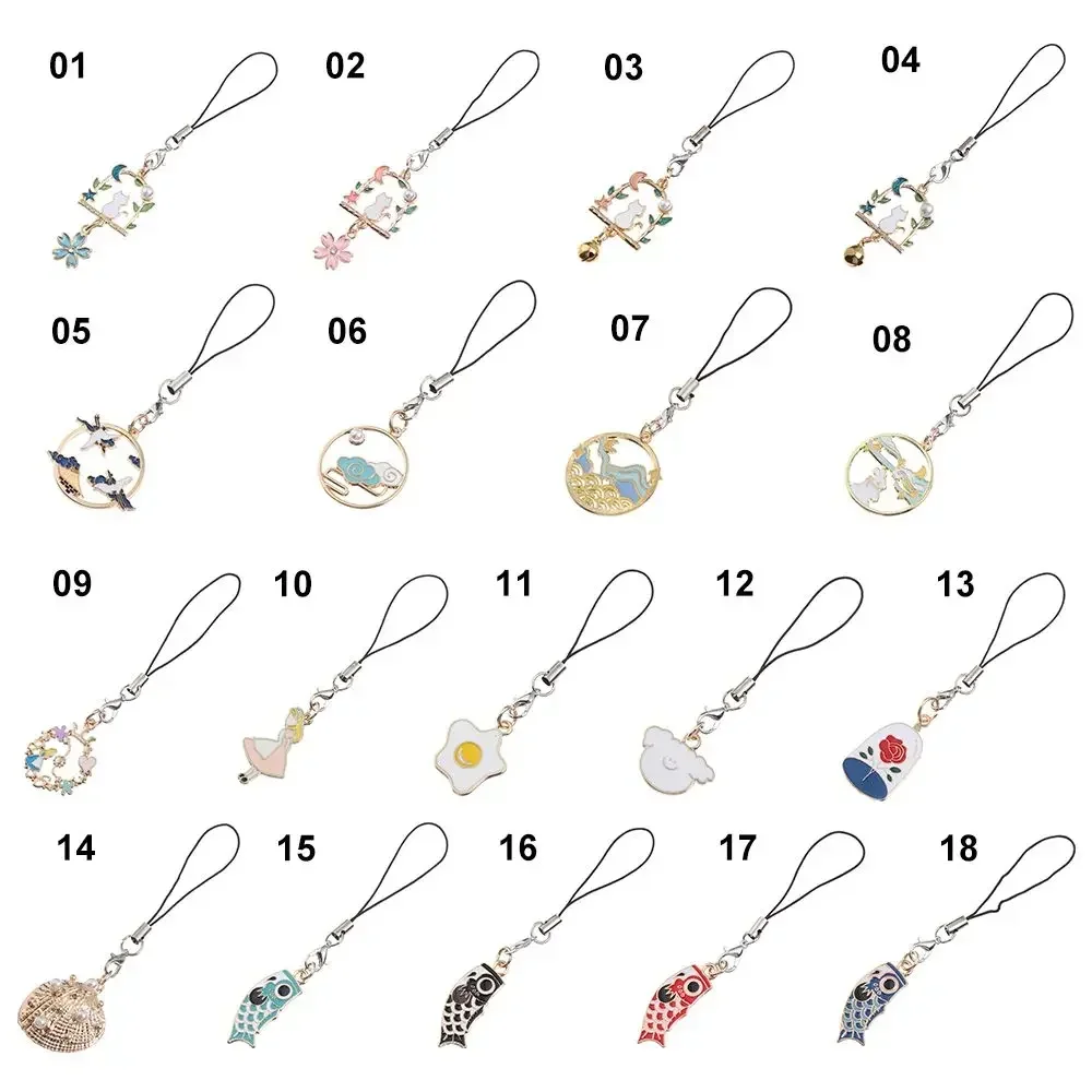 Hang Rope Key Strap Lanyard Cat Phone Case Pendant Flower Mini Cute