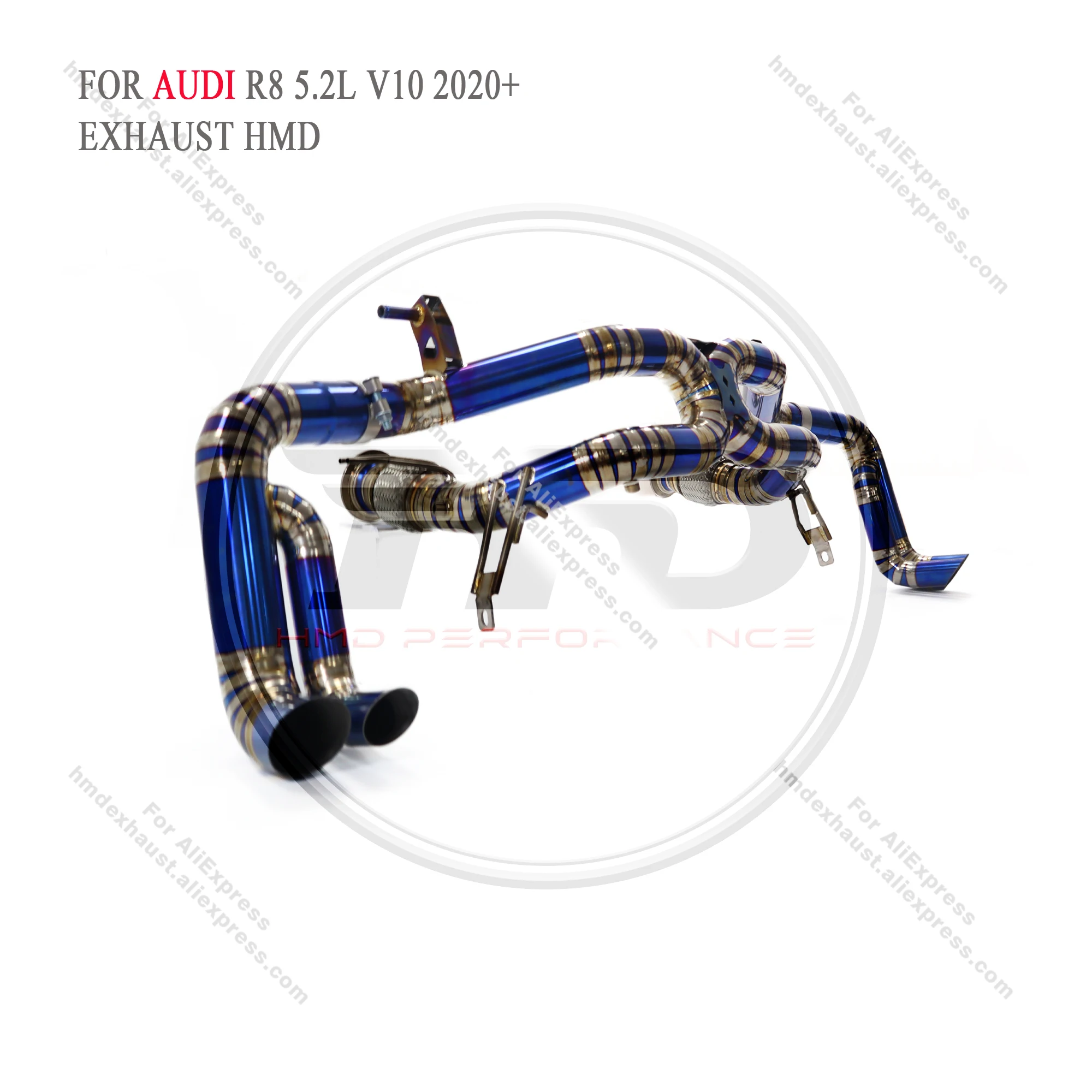 HMD 11.11 For Audi R8 V10 5.2 2017-2019 Engine Racing Sport Exhaust Straight X Pipe Titanium Blue Exhaust System