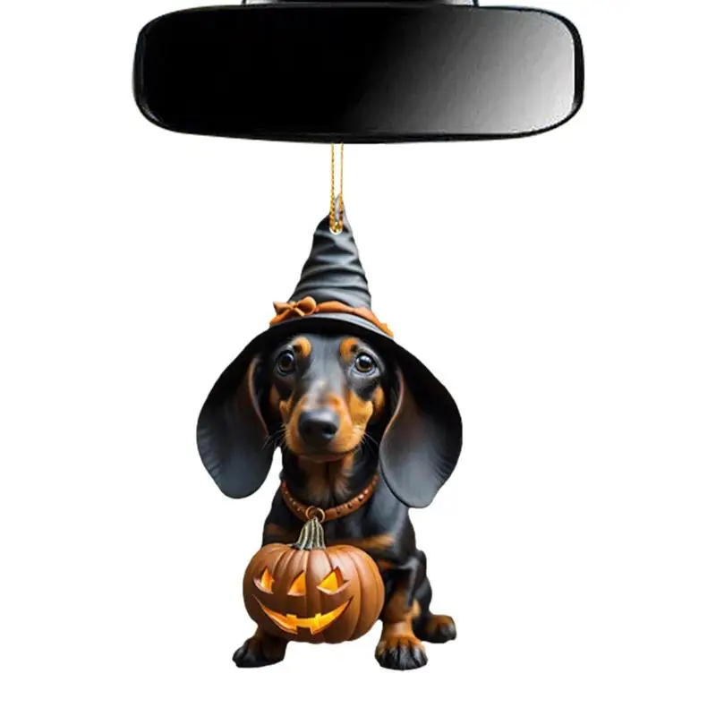 Dog Car Pendant Cartoon Pumpkin Dog Pendant 2D Decor Safe And Healthy Cute Styling Decoration Supplies For Door Window Car Bag