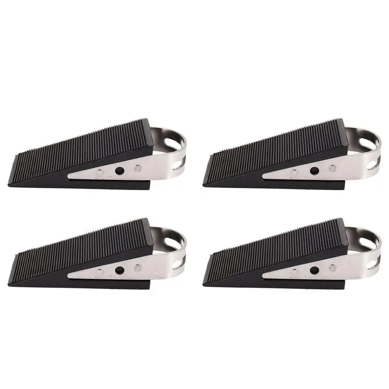4X Rubber Stainless Steel Door Stopper Security Thickening Anti-Collision Floor Door Holder Protection Kids-AT30