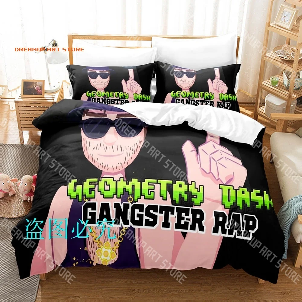 2026 3D Print Hip Hop Angry Geometry Dash Bedding Set Single Twin Full Queen King Size Bed Set Adult Kid Bedroom Duvetcover Sets