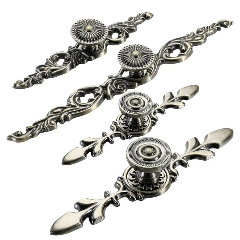 Zinc Alloy Cabinet Handles And Knobs Antique Green European Style Drawer Pulls Bronze Finish Simple Design