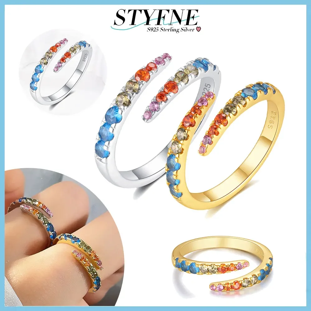 925 Sterling Silver Gold Colored Zircon Glitter Ring Simple Niche High Design Fine Jewelry Gift for Women