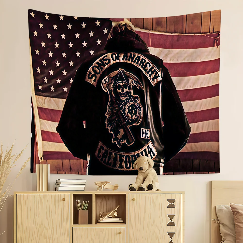 TV S-Sons of A-AnarChy-S flag Room Decoration Wall Tapestry Hanging Aesthetic Bedrooms Advertising Banner